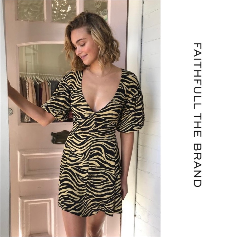 FAITHFULL THE BRAND ILIA ZEBRA AMAIA PRINT DRESS